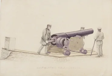 Whitworths Rifle-Cannon, ca. 1860 (blyant og wc på papir)